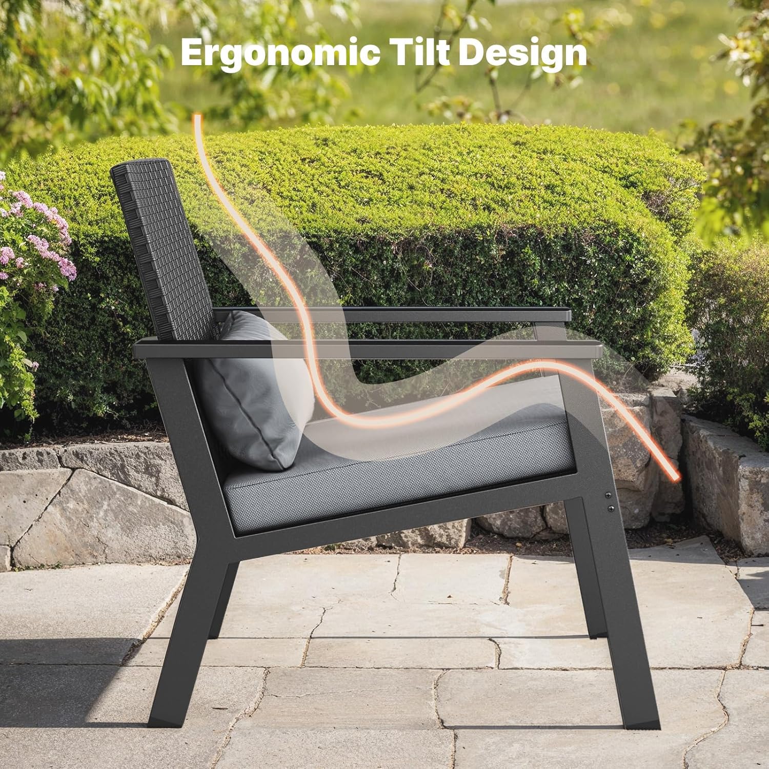 Ahomly 4-Piece Outdoor Wicker Patio Furniture Set with Deep Seating Cushions and Table for Balcony, Backyard, and Porch (Gray) - Image 4