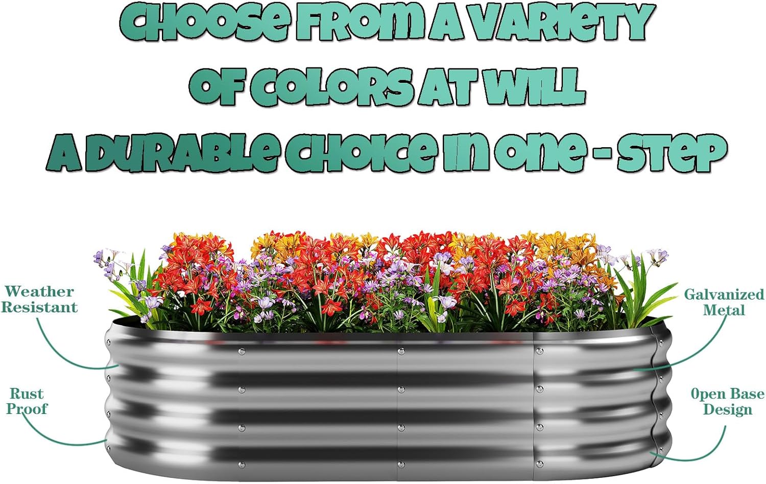 Raised Garden Bed, 4x2x1ft Raised Beds for Gardening Outdoor for Vegetables Flowers Ground Planter Box,Galvanized Raised Garden Beds - Image 3